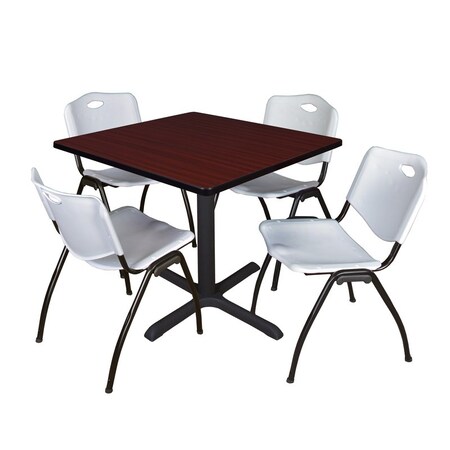 Cain Cain Square Table & Chair Set, Wood, Metal, Plastic Top, Mahogany TB3636MH47GY